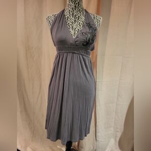 Chic Backless Gray Halter Dress